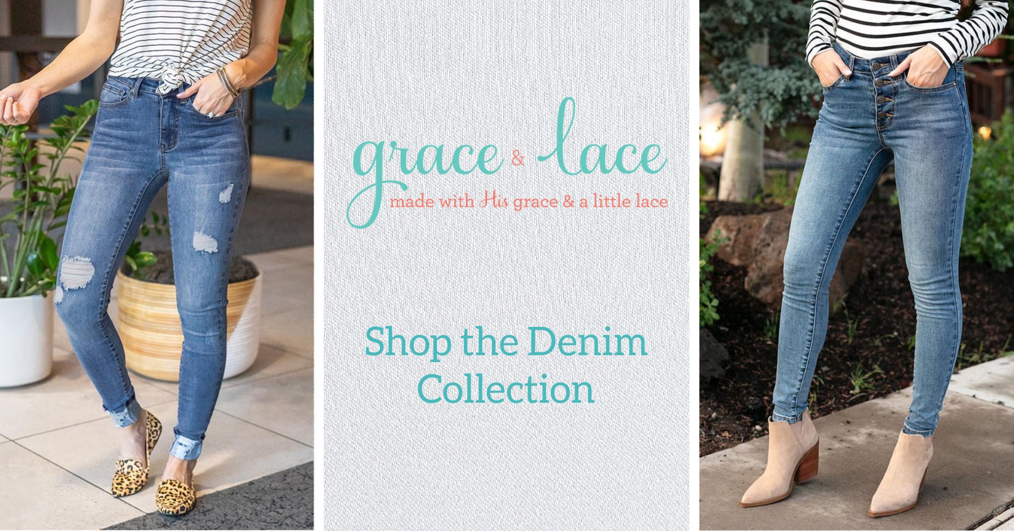 Wide Leg Premium Denim in Distressed Light-Wash - Grace and Lace