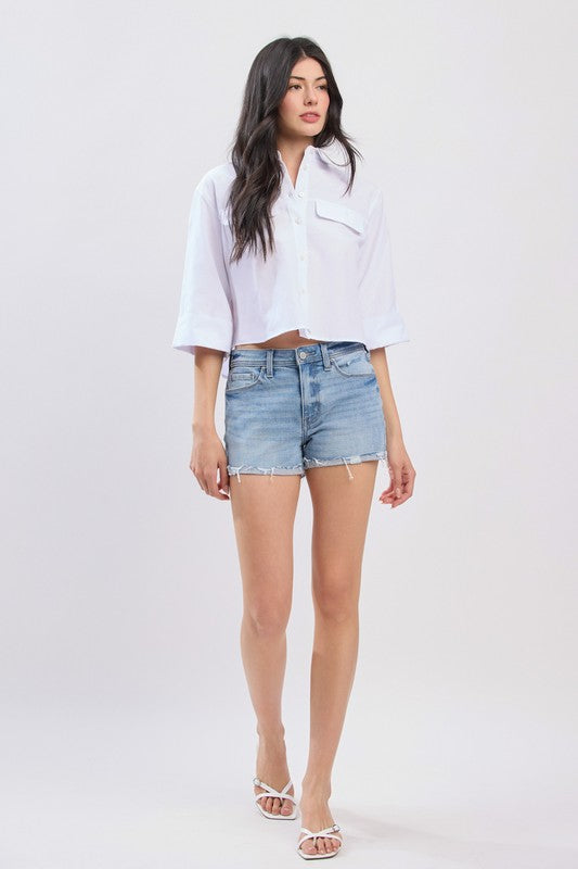 Eunina Mid Rise Cuffed Kadence Shorts - Warped