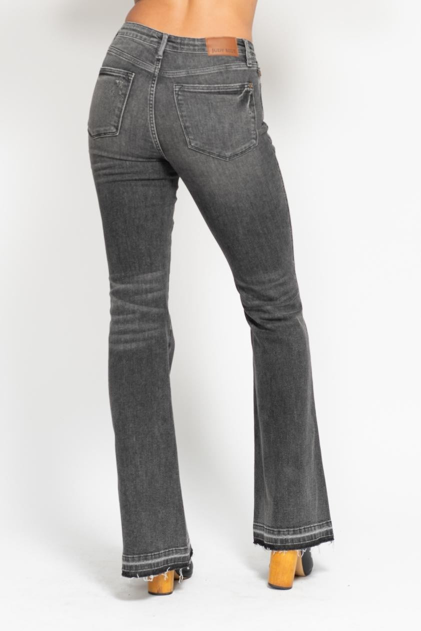 Judy Blue Grey Release Hem Flare Jeans