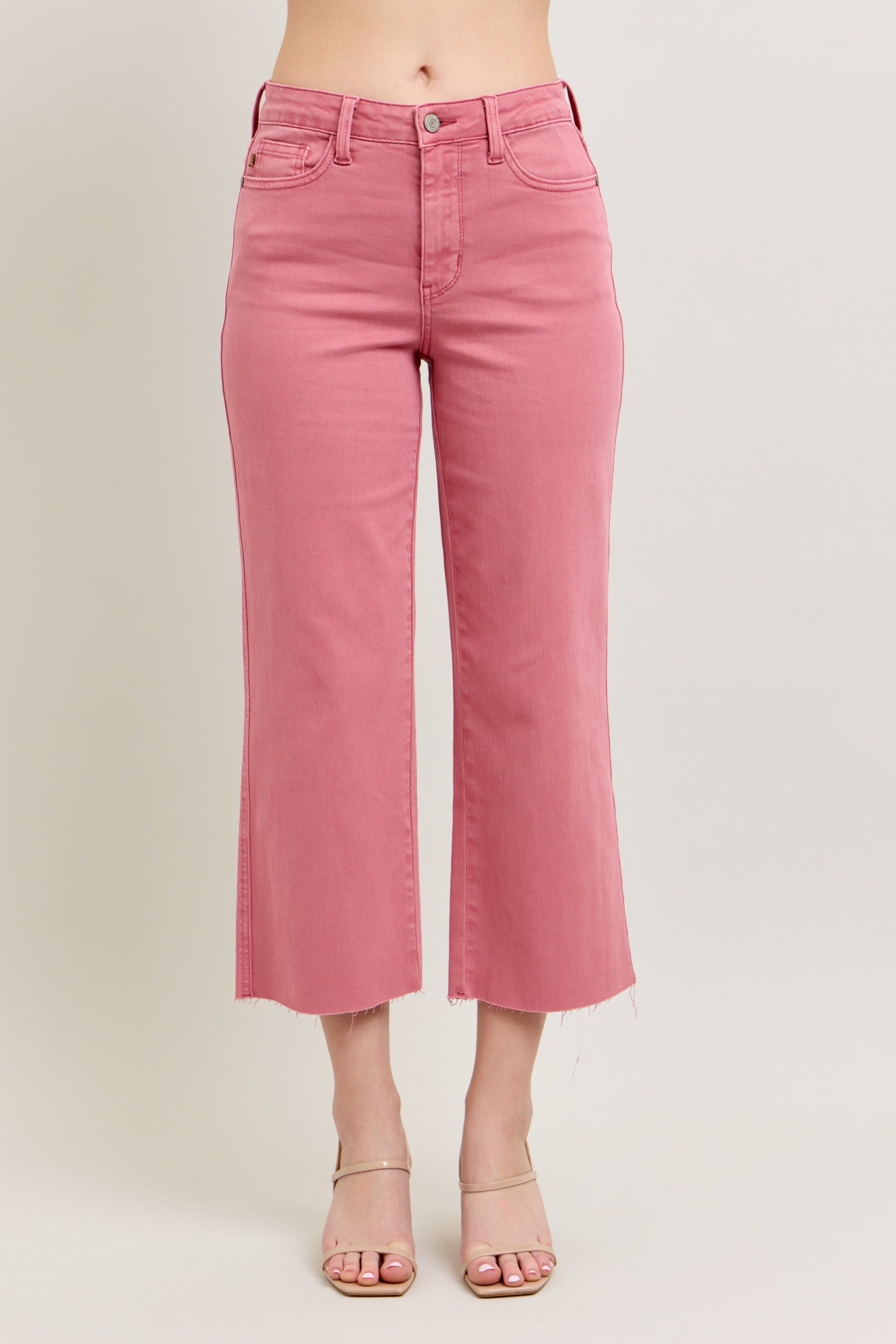 Judy Blue Rose Dyed Raw Hem Cropped Jeans