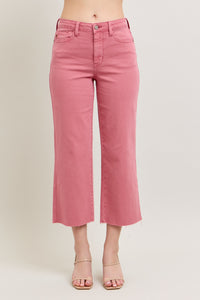 Judy Blue Rose Dyed Raw Hem Cropped Jeans