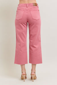 Judy Blue Rose Dyed Raw Hem Cropped Jeans