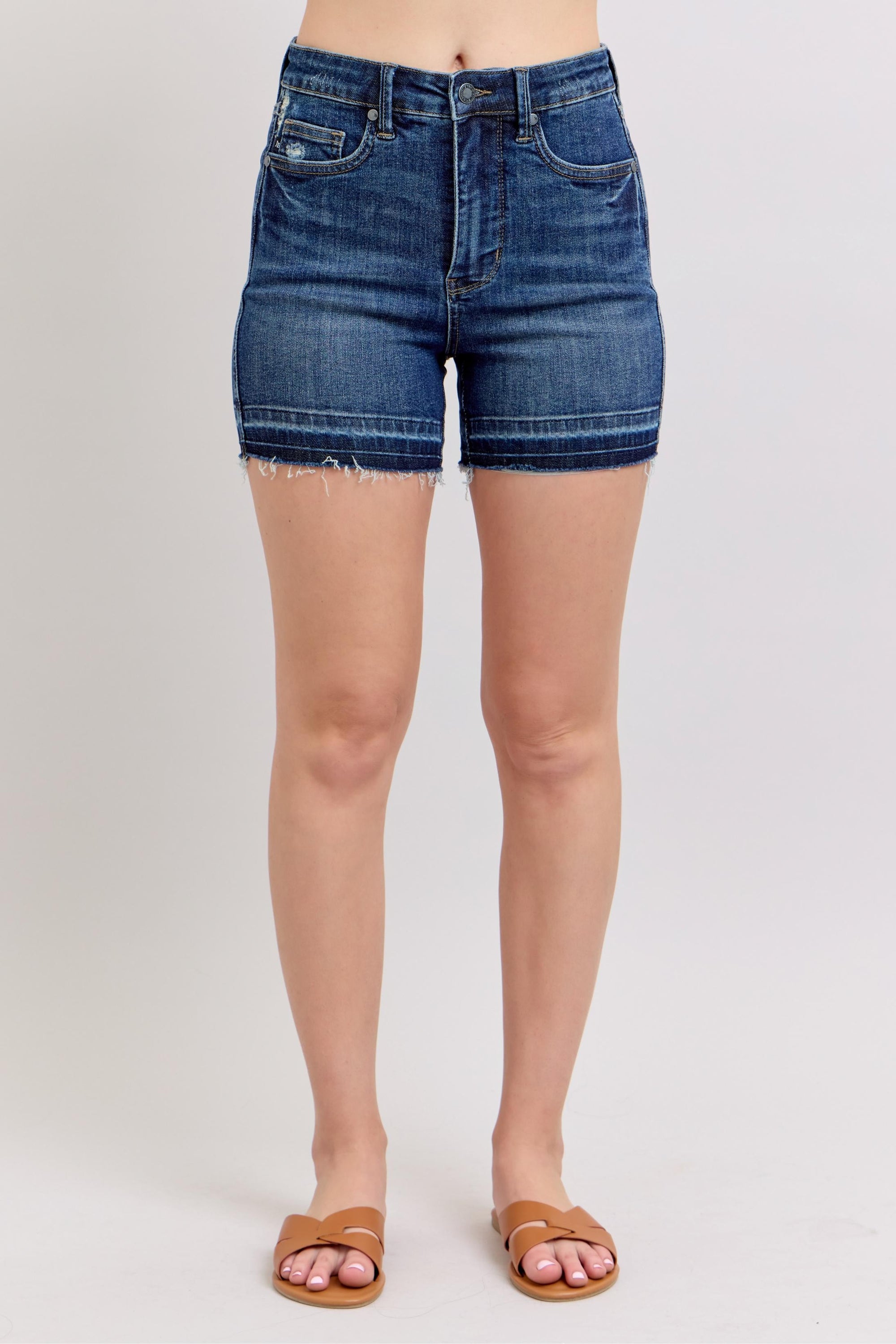 Judy Blue Destroyed Release Hem Denim Shorts