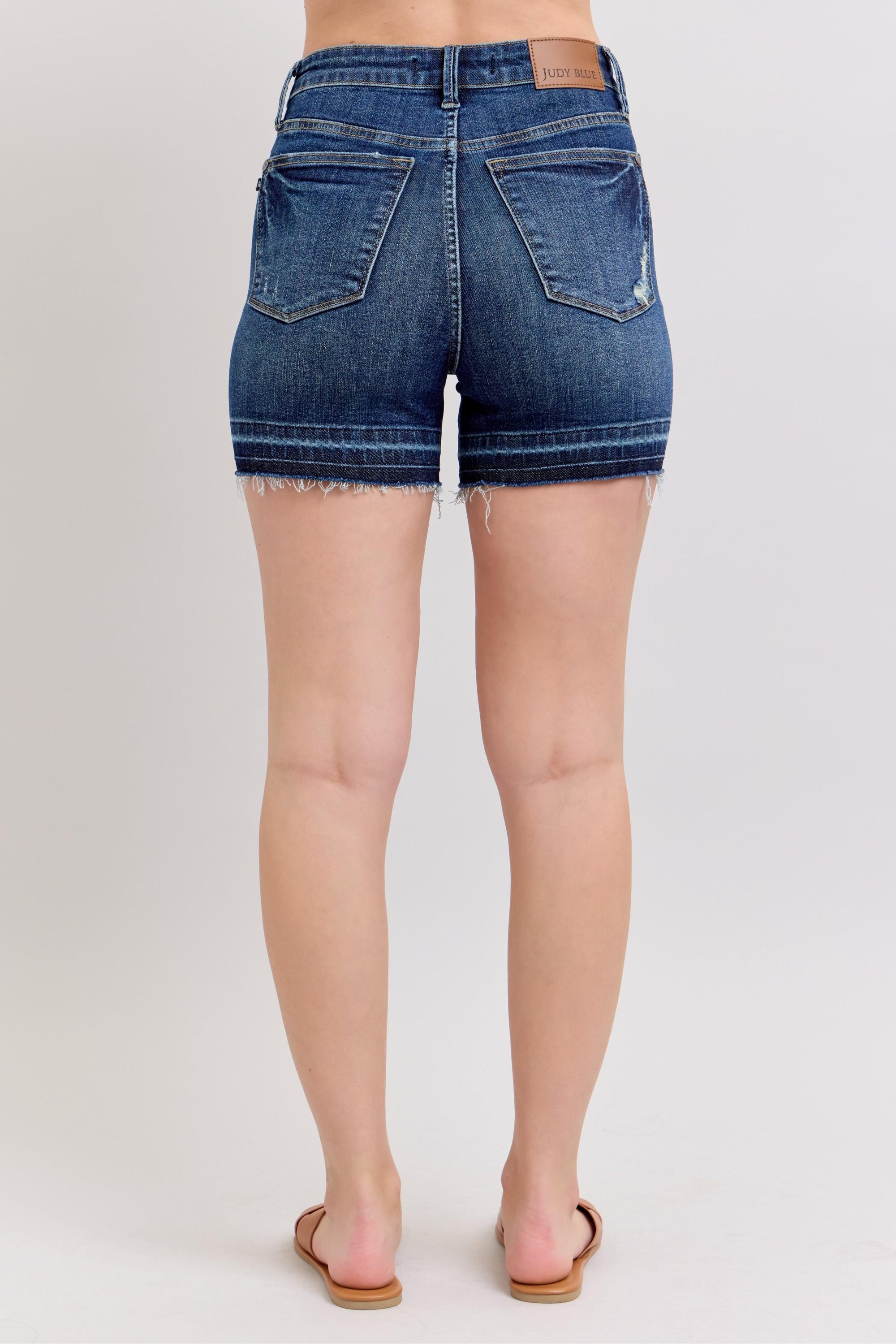 Judy Blue Destroyed Release Hem Denim Shorts