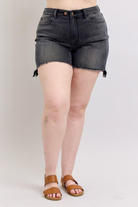 Judy Blue Long 2 Button Dad Shorts - Black 15286