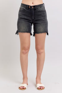 Judy Blue Long 2 Button Dad Shorts - Black 15286