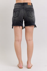 Judy Blue Long 2 Button Dad Shorts - Black 15286