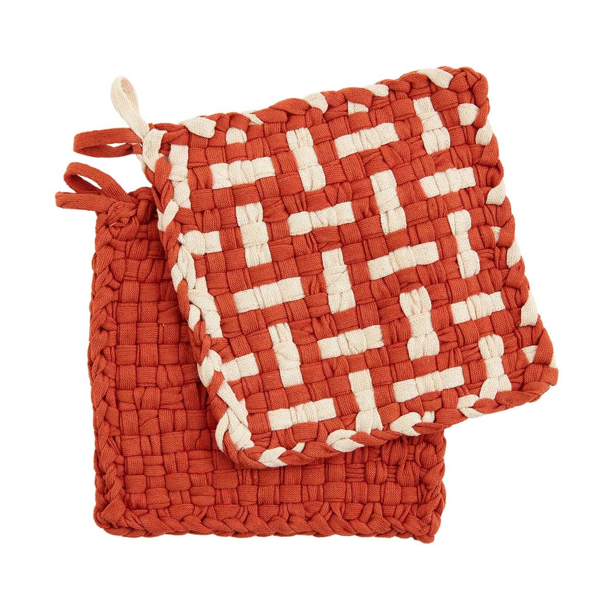 Mud Pie Terracotta Woven Pot Holder Set