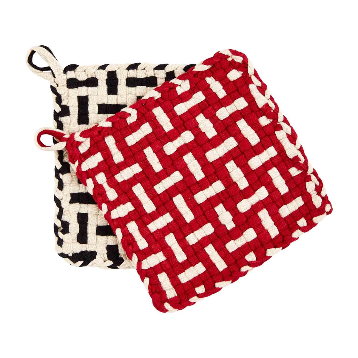 Mud Pie Woven Pot Holder Sets - Red