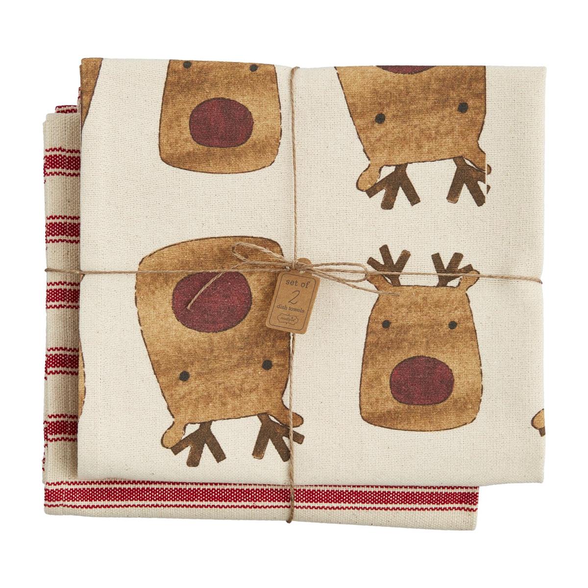 Mud Pie Farm Christmas Towel Set Reindeer