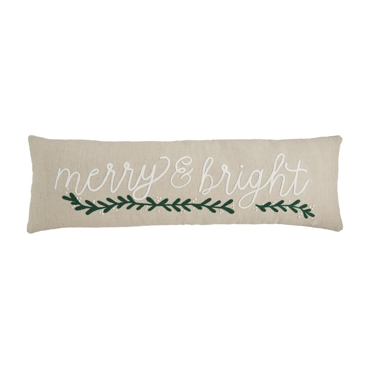 Mud Pie Holiday Merry & Bright White Berry Pillow