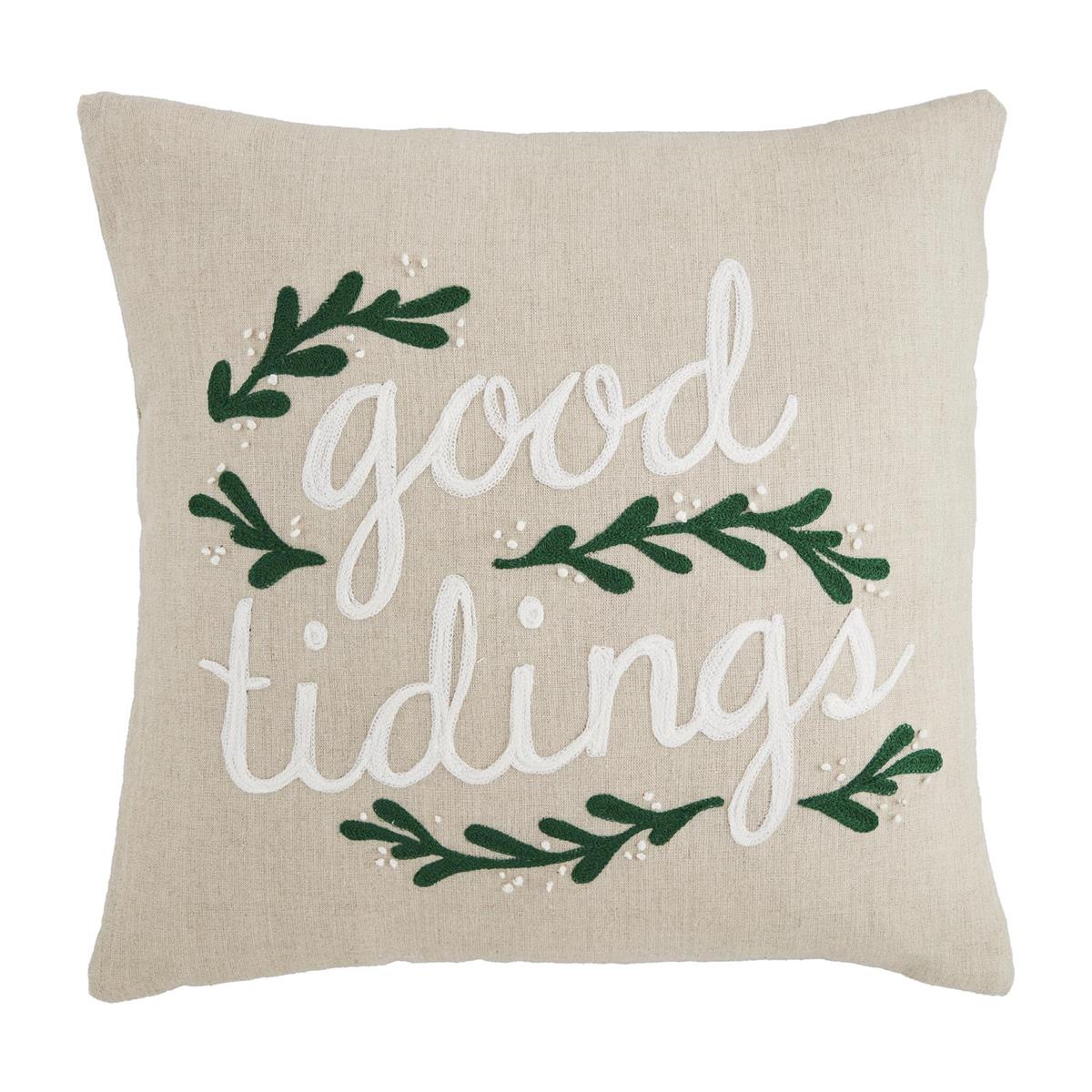 Mud Pie Holiday Good Tidings White Berry Pillow