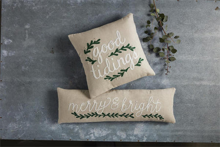 Mud Pie Holiday White Berry Pillow