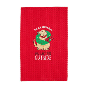 Mud Pie Embroidered Christmas Dog Towel