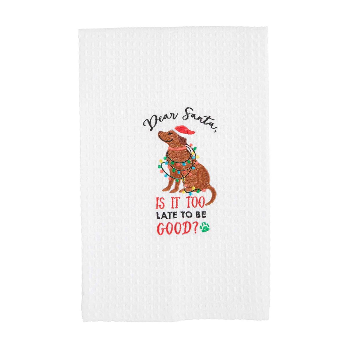 Mud Pie Embroidered Christmas Dog Towel