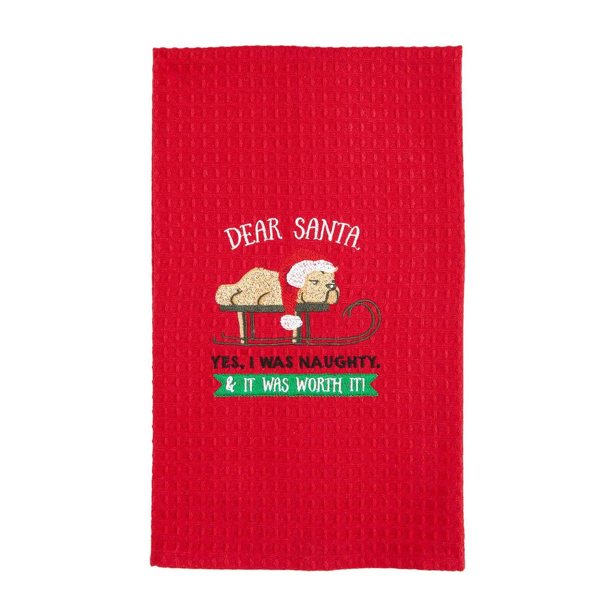 Mud Pie Embroidered Christmas Dog Towel