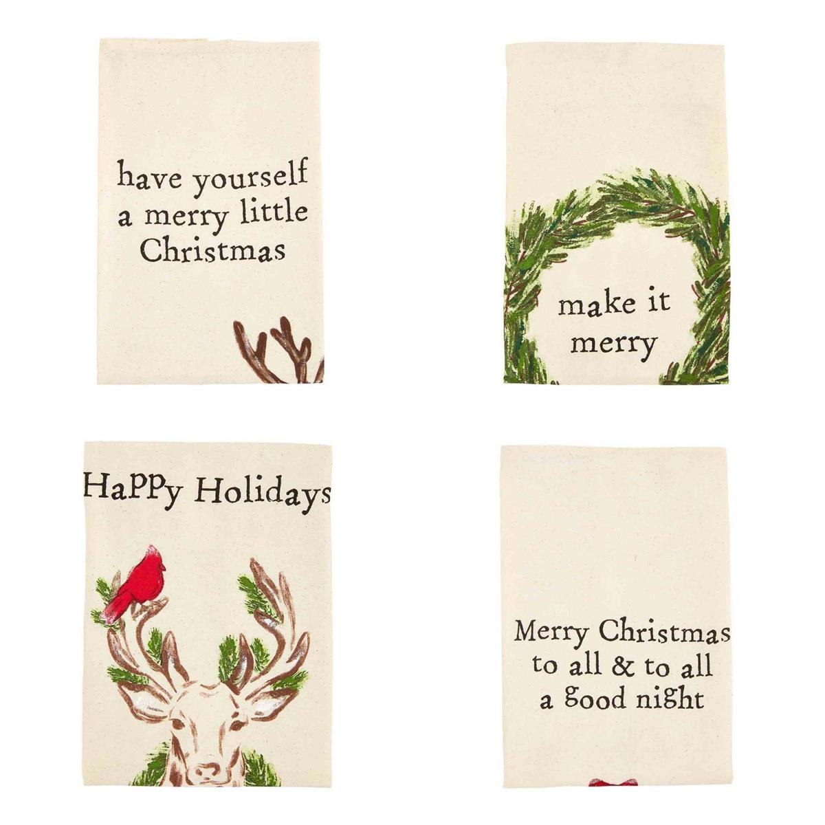 Mud Pie Lodge Holiday Painted Towels