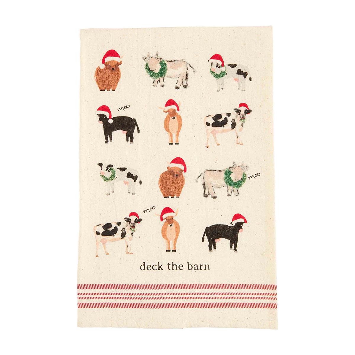 Mud Pie Christmas Deck the Barn Animal Towel