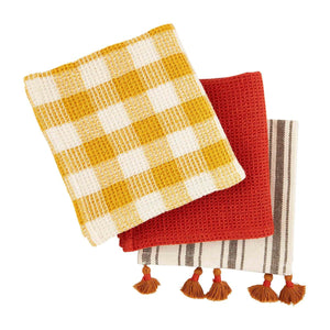 Mud Pie Fall Cotton Towel Set Yellow