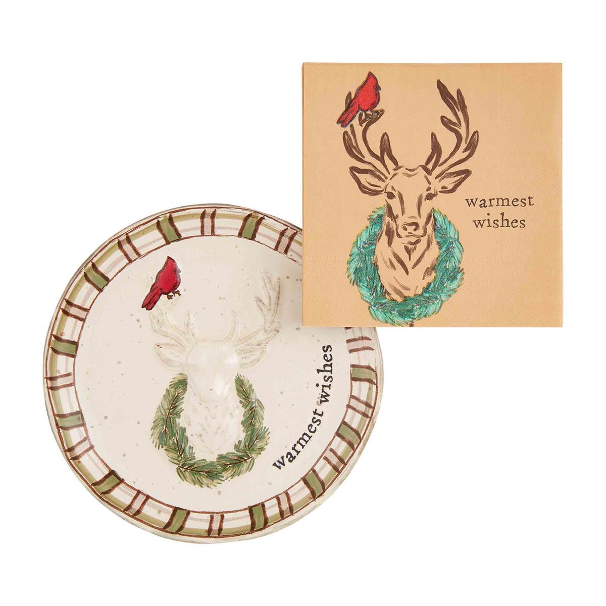 Mud Pie Lodge Warmest Wishes Reindeer Appetizer Set