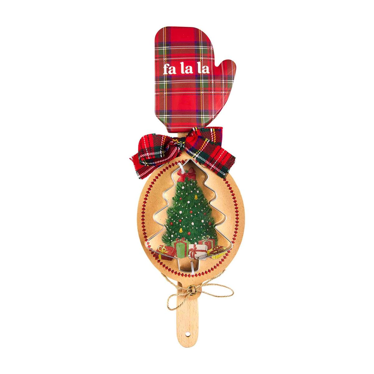 Mud Pie Red Tartan Silicone Spatula & Cookie Cutter Set