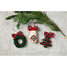 Mud Pie Tartan Bow Felt Ornaments