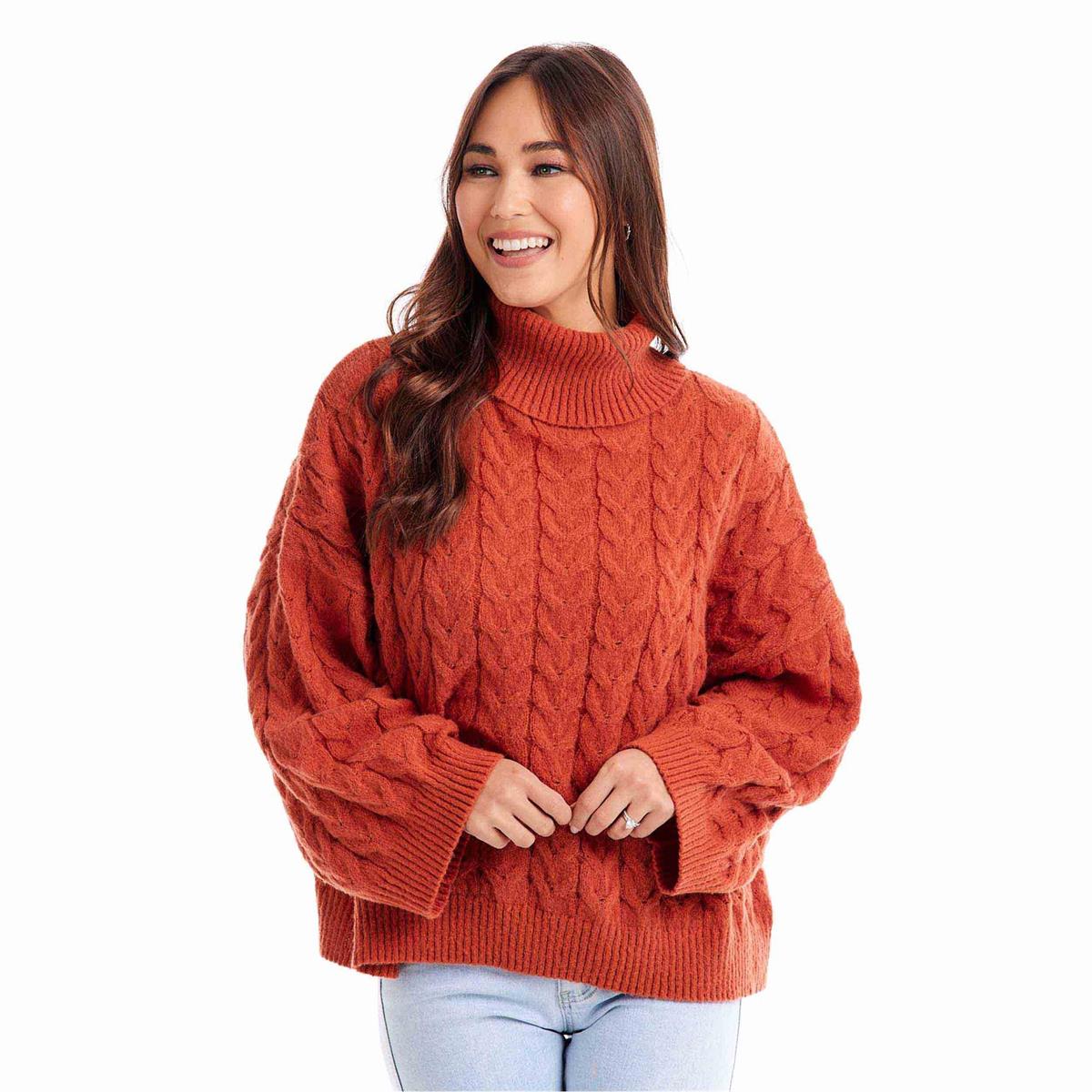 Mud Pie Radley Rust Cable Knit Sweater