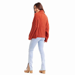 Mud Pie Radley Rust Cable Knit Sweater