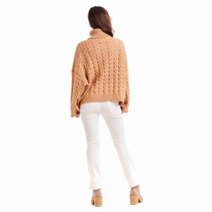 Mud Pie Radley Tan Cable Knit Sweater