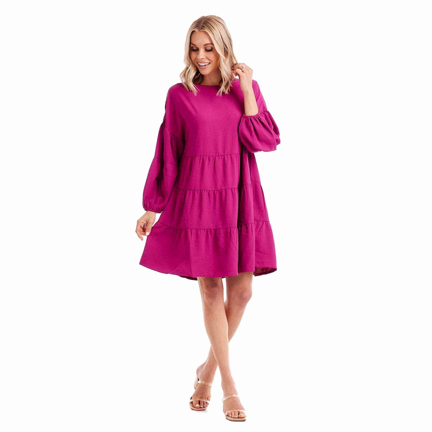 Mud Pie Dallas Tiered Dress - Berry