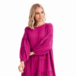 Mud Pie Dallas Tiered Dress - Berry