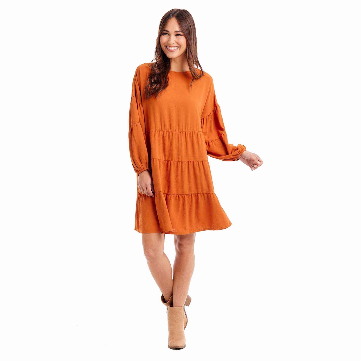 Mud Pie Dallas Rust Tiered Dress