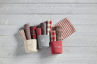 Mud Pie Holiday Tartan Towel Bucket Set