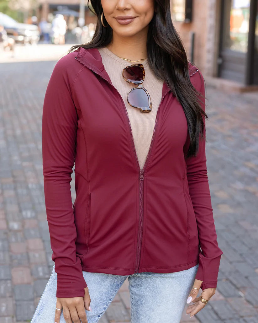 Grace & Lace Best Athletic Zip Up Jacket - Port