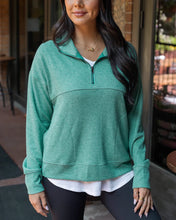 Grace & Lace Cool Day Quarter Zip Pullover - Glade Green