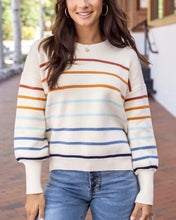 Grace & Lace Crew Neck Striped Sweater - Ivory