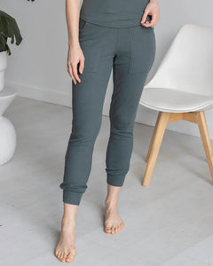 Grace & Lace Essential Ribbed Jogger Pants Forest