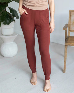 Grace & Lace Essential Ribbed Jogger Pants Rust