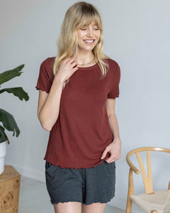 Grace & Lace Essential Ribbed Relaxed Fit Tee Rust