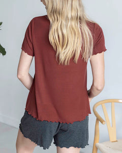 Grace & Lace Essential Ribbed Relaxed Fit Tee Rust