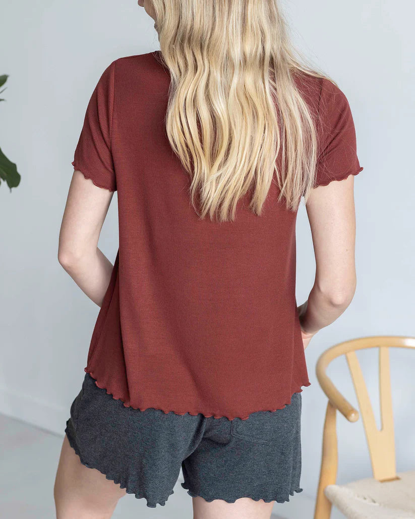 Grace & Lace Essential Ribbed Relaxed Fit Tee Rust