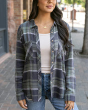 Grace & Lace Favorite Button Up Top - Olive Plaid