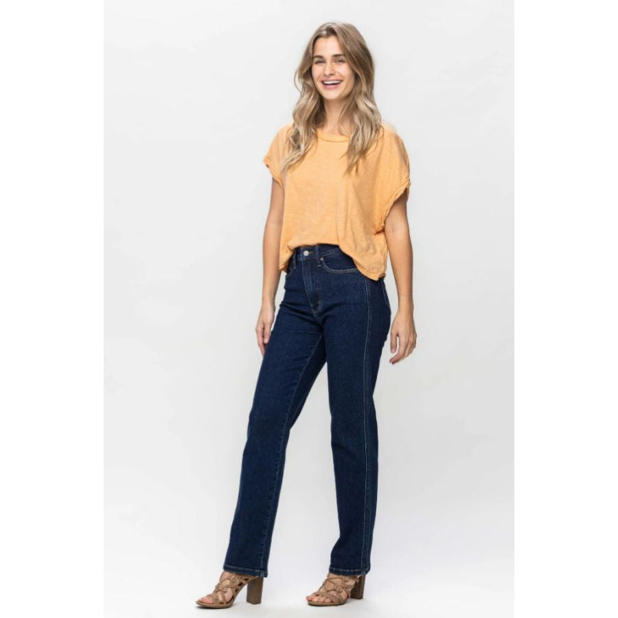 Faux Leather Straight Leg Cropped Denim - Grace and Lace