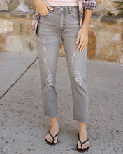 Grace & Lace Mel's Fave Distressed Straight Leg Cropped Denim - Grey