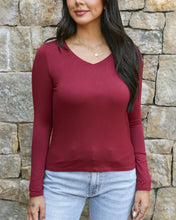 Grace & Lace Modal Long Sleeve V-Neck Red