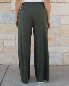 Grace & Lace Smocked Wide Leg Pants - Olive