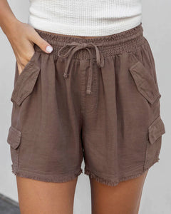 Grace & Lace Mocha Tencel Lyocell Cargo Soft Shorts