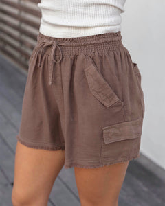 Grace & Lace Mocha Tencel Lyocell Cargo Soft Shorts