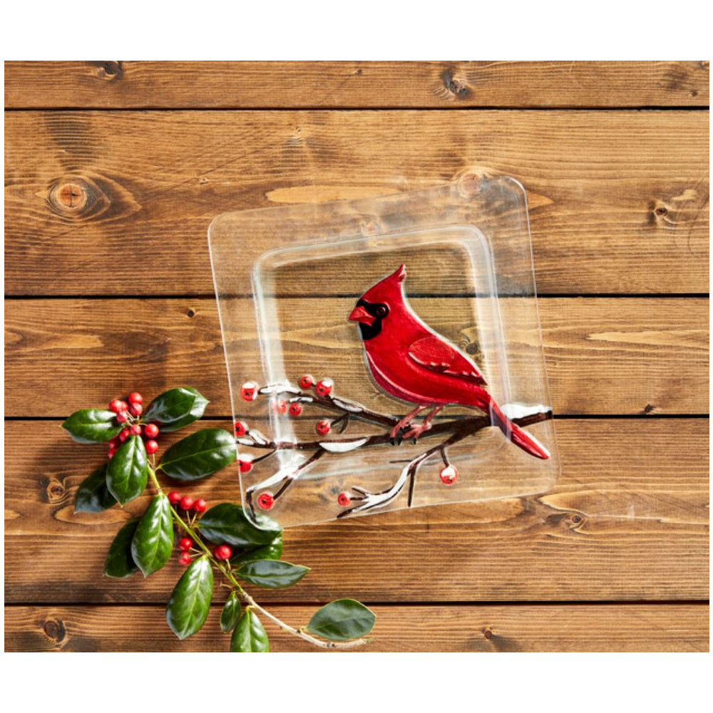 Mud Pie Glass Cardinal Plate