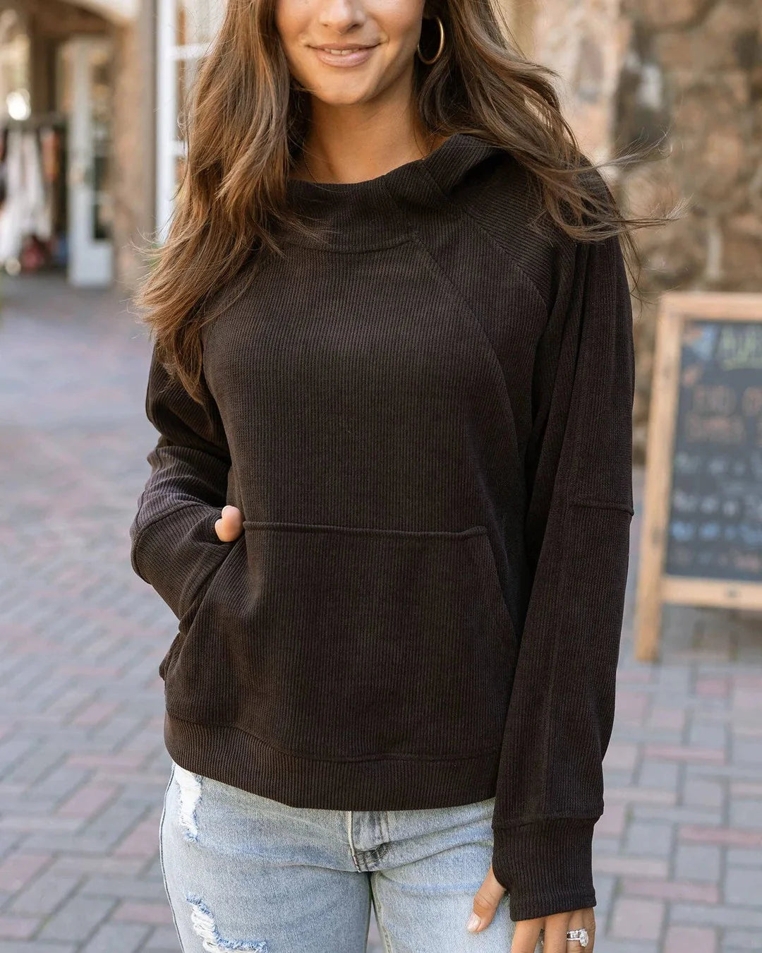 Grace & Lace Corded Hoodie - Java